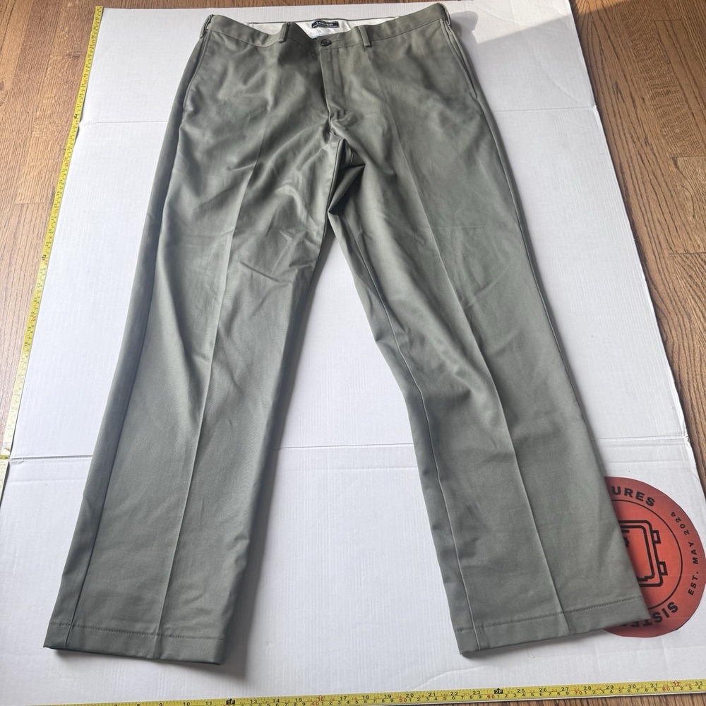 Lands' End Men's Traditional Fit No Iron‎ Chino Pants Olive Green 37x32